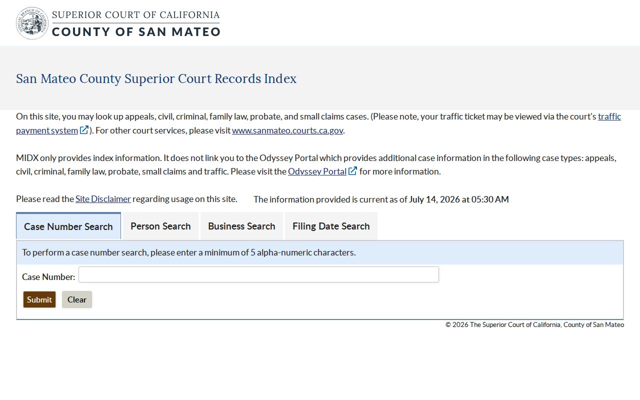 Daly City people search San Mateo court MIDX lookup