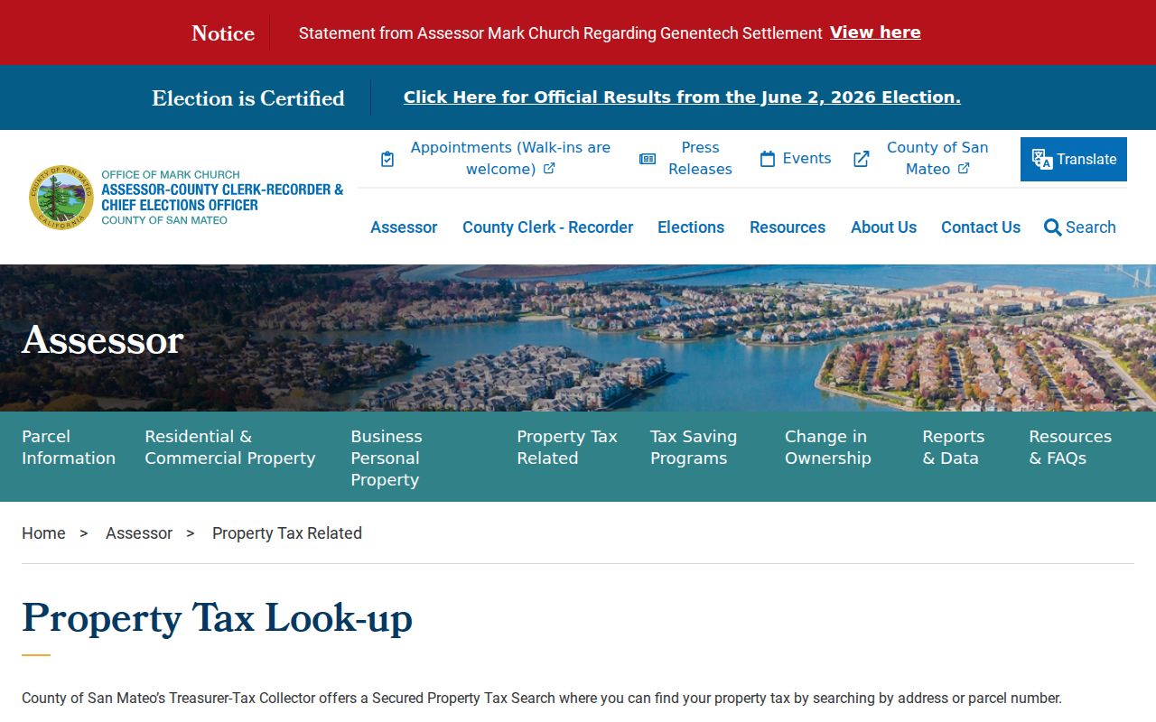 Daly City people search San Mateo property tax lookup