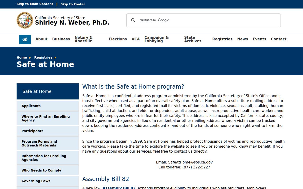 Daly City voter registration records Safe at Home confidential voter registration program